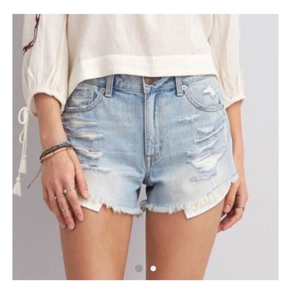 High Waisted Distressed Light Wash Festival Shorts
